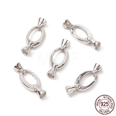Anti-Tarnish Rhodium Plated 925 Sterling Silver Key Clasps STER-F037-140P-1