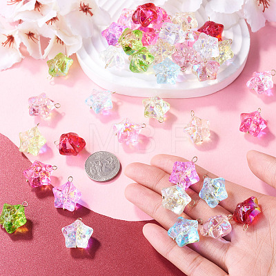 50Pcs 10 Styles Electroplate Baking Paint Glass Pendants PALLOY-TAC0275-1