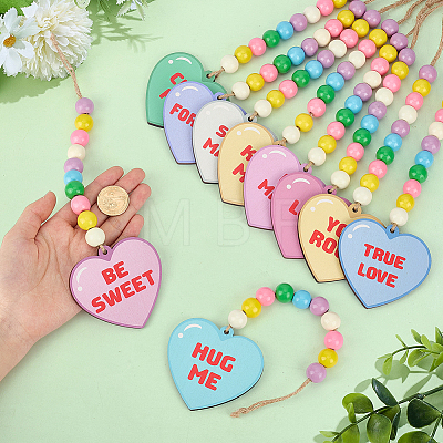 10Pcs Wood Hanging Ornaments HJEW-PH02492-1