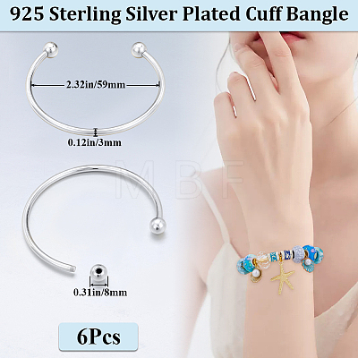 6Pcs Brass Cuff Bangle Making KK-BBC0022-74-1