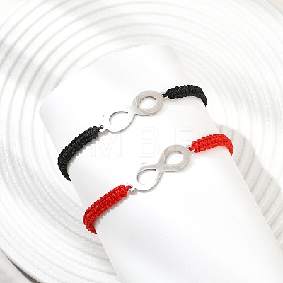 2Pcs Infinity 201 Stainless Steel Link Bracelets BJEW-JB13789-1