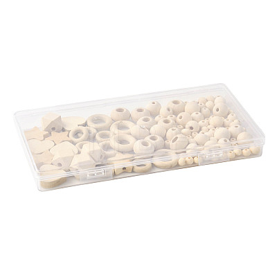 120Pcs 10 Styles Unfinished Wood Beads WOOD-FS0002-37-1