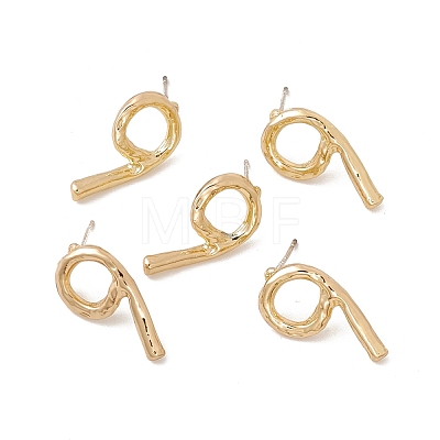 Brass Number Stud Earrings with 925 Sterling Silver Pins for Women EJEW-A077-01I-1