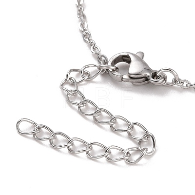 304 Stainless Steel Heart Pendant Necklace with Clear Cubic Zirconia for Women NJEW-G019-05P-1