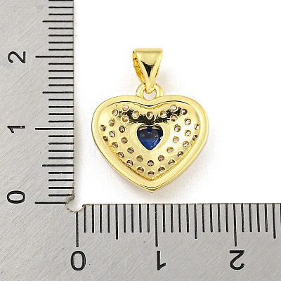 Heart Rack Plating Brass Micro Pave Cubic Zirconia Charms KK-Z053-17G-05-1