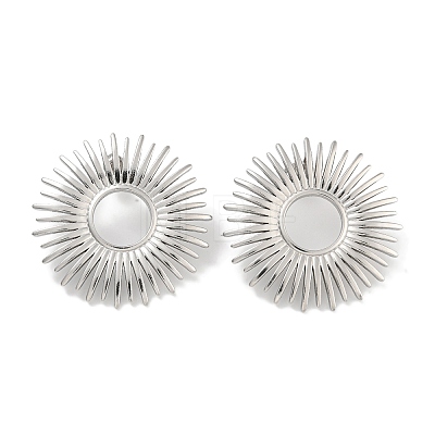 304 Stainless Steel Flower Stud Earrings for Women EJEW-U022-09P-1