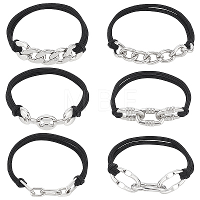 6Pcs 6 Styles Elastic Hair Ties OHAR-ME0001-16A-1