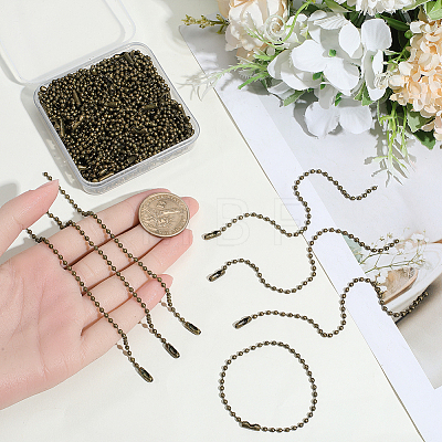 100Pcs Iron Ball Chains with Connectors IFIN-SP0001-67AB-1