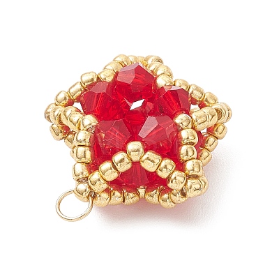 Glass Seed Beaded Star Pendants PALLOY-MZ01083-01-1