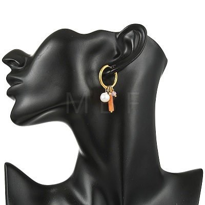 Natural Gemstone and Freshwater Pearl Dangle Earrings EJEW-JE07170-1