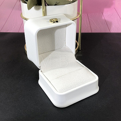 2Pcs PU Leather Ring Gift Boxes LBOX-CL0001-03-1