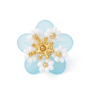 7Pcs Glass Seed Beaded Flower Pendants PALLOY-MZ01128-1