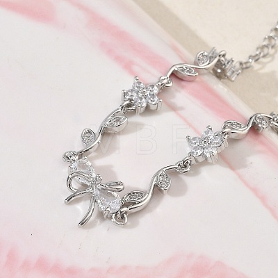 Brass Micro Pave Cubic Zirconia Link Chain Bracelets for Women BJEW-C156-04E-04P-1