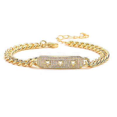 Brass Micro Pave Cubic Zirconia Link Bracelets PW-WG10DA6-01-1