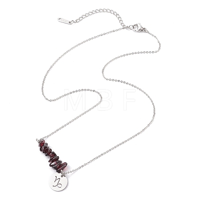 Natural Garnet Chip & Constellation Pendant Necklaces NJEW-JN05084-10-1