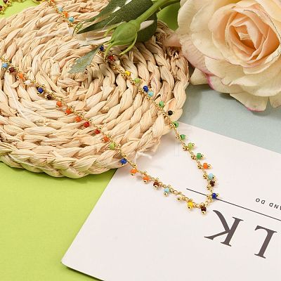 Brass Handmade Glass Beaded   Necklaces NJEW-JN03135-02-1