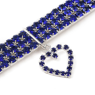 Adjustable 3-Row Iron Rhinestone Cup Chain Pet Collars AJEW-A054-01B-1