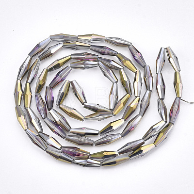 Half Plated Glass Beads Strands EGLA-S174-06C-1