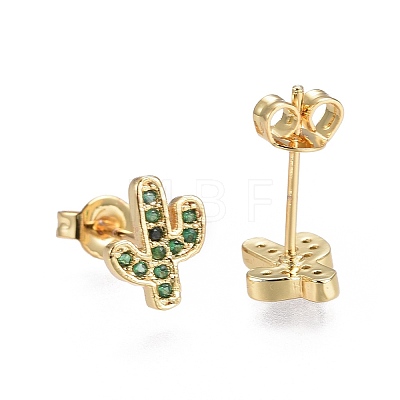 Brass Micro Pave Cubic Zirconia Stud Earrings LS-EJEW-L224-14G-1