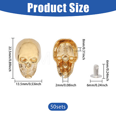 50Pcs Skull Alloy Rivets FIND-CA0011-72B-G-1