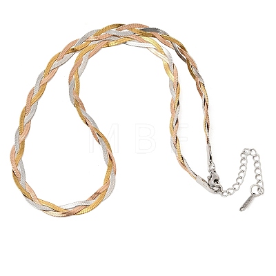 Unisex 304 Stainless Steel Braided Flat Snake Chain Necklaces NJEW-K305-12A-M-1