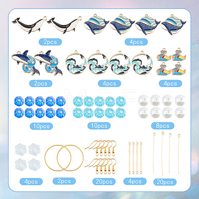 DIY Ocean Theme Dangle Earring Making Kit DIY-SC0021-57-1