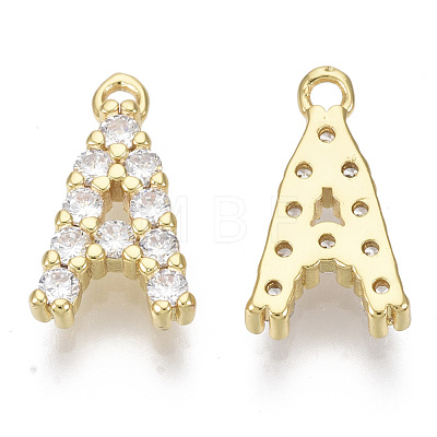 Brass Micro Pave Cubic Zirconia Charms KK-T060-05-A-G-NF-1