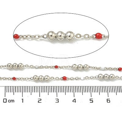 Brass Enamel Round Beaded Link Chain CHC-G022-07P-14-1