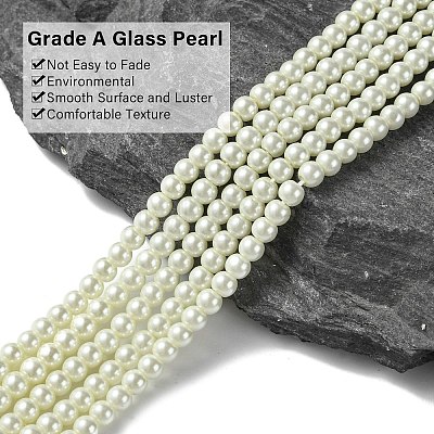 Eco-Friendly Dyed Glass Pearl Round Beads Strands HY-A002-4mm-RB001-1