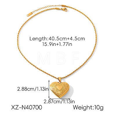 304 Stainless Steel Embossed Photo Locket Pendant Necklaces WG7FD69-03-1
