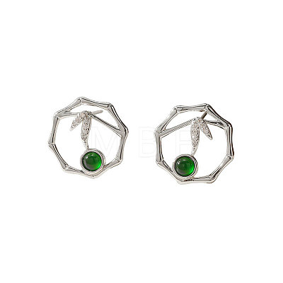 Brass Micro Pave Cubic Zirconia Stud Earrings for Women WGC9076-02-1