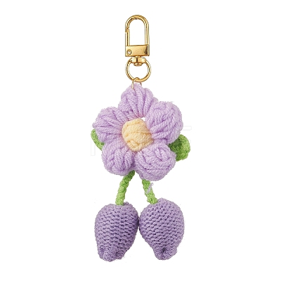 Handmade Crochet Cotton Cherry Flower Hanging Ornaments HJEW-JM02667-1