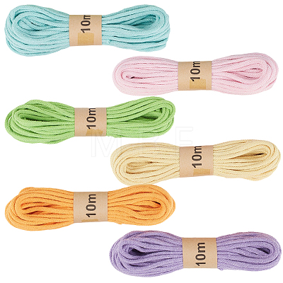 6 Bunldes 6 Colors Braided Polycotton Round Twine OCOR-CY0004-24A-1