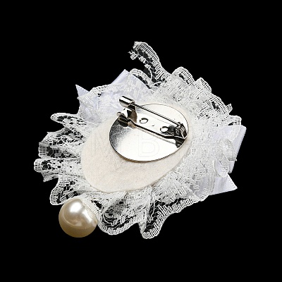 Romantic Classic Polyester Lace Bowknot Brooch for Women JEWB-B011-02A-1