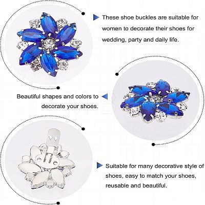 2Pcs Detachable Flower Glass Rhinestone Shoe Decoration AJEW-FG0001-99-1