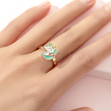 Alloy Enamel Rotatable Cuff Open Rings FS-WGEC271-12-1