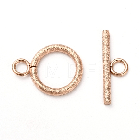 Ion Plating(IP) 304 Stainless Steel Textured Toggle Clasps STAS-A048-01RG-1