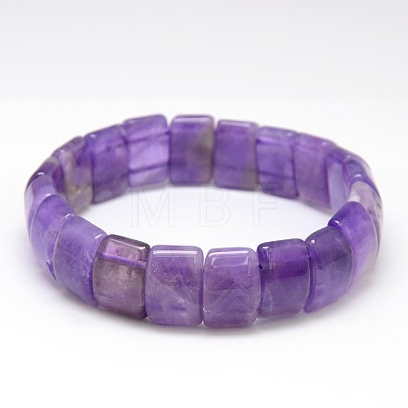 Classic Elastic Natural Gemstone Rectangle Beaded Stretch Bracelets BJEW-L333-12-1