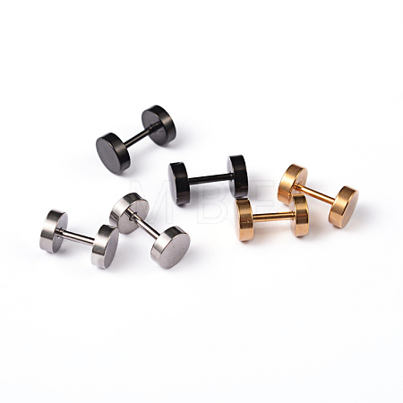 Flat Round 304 Stainless Steel Barbell Cartilage Earrings EJEW-L164-04-1
