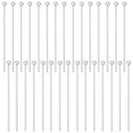 30Pcs 925 Sterling Silver Ball Head Pins STER-BBC0002-15-1