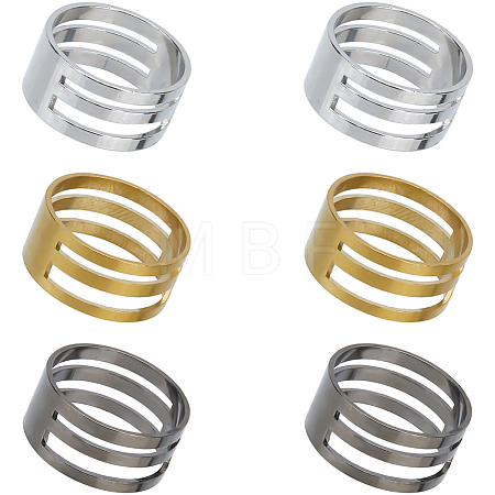 6Pcs 3 Styles Brass Rings FIND-SC0010-81-1