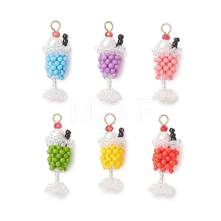 6Pcs Glass Seed Beaded Pendants PALLOY-MZ01269-1