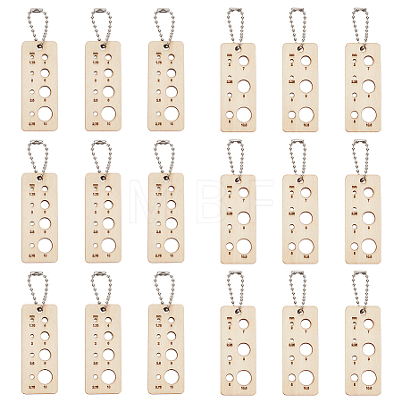 Rectangle Wooden Knitting Needle Gauge Pendants WOOD-NB0002-39-1