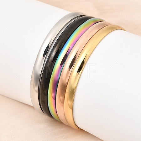 304 Stainless Steel Plain Bangles for Women Men BJEW-Z167-01M-03-1