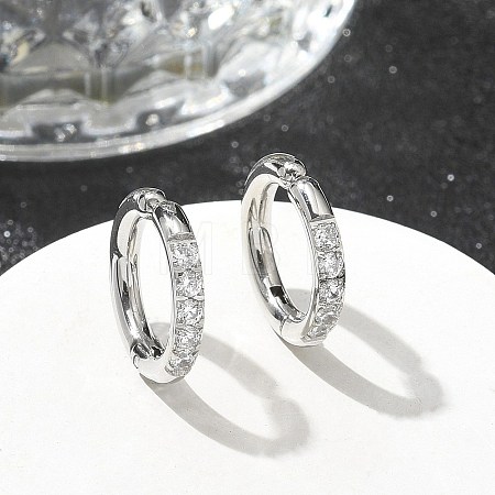 304 Stainless Steel Micro Pave Clear Cubic Zirconia Cuff Earrings EJEW-C096-60P-1