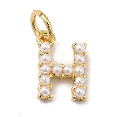 Rack Plating Brass with ABS Plastic Imitation Pearl Charms KK-B092-30H-G-1