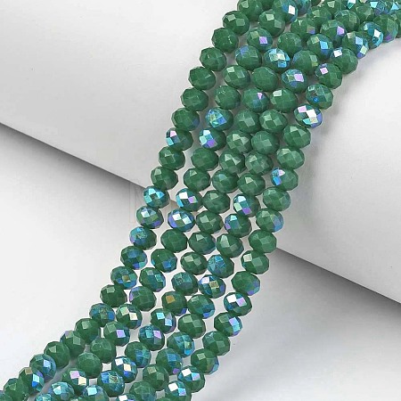 Electroplate Opaque Solid Color Glass Beads Strands EGLA-A034-P8mm-L05-1