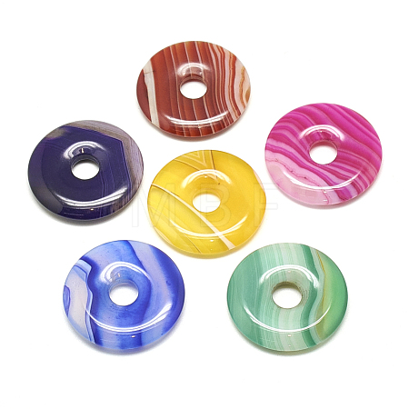Natural Striped Agate/Banded Agate Pendants G-S294-14-30mm-1