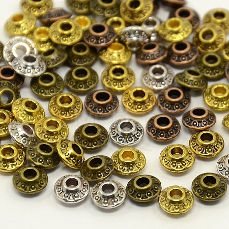 Mixed Antique Tibetan Style Alloy Bicone Spacer Beads TIBE-X0007-FF-1