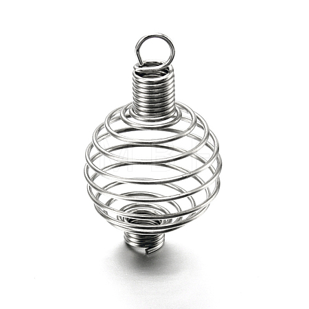 Iron Spiral Bead Cages Pendants Making STAS-A031-01-1